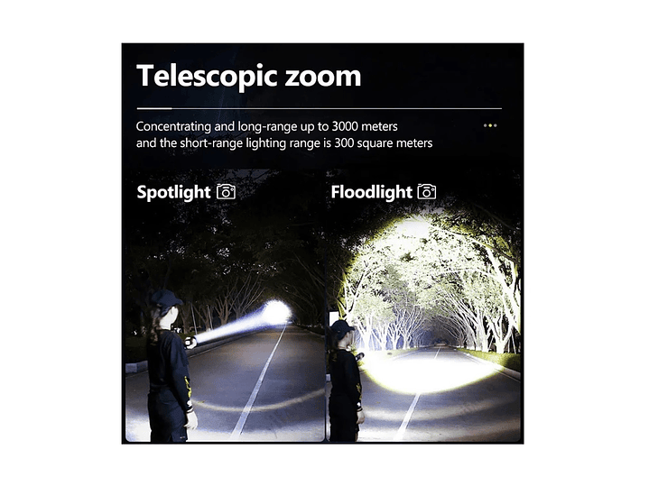 Linterna LED Táctica 1600lm Recargable LB-FL8032 Macrotel 8