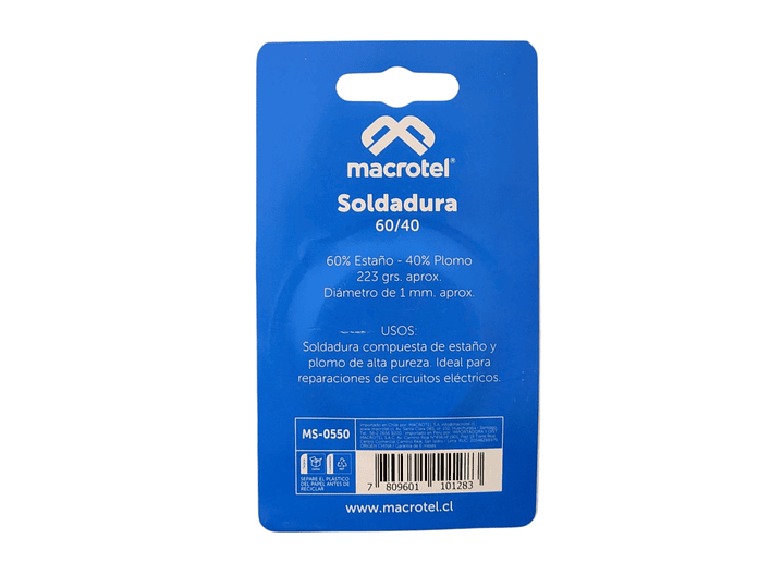 Soldadura 60/40 1mm 223g Electrónica MS-0550 Macrotel 3