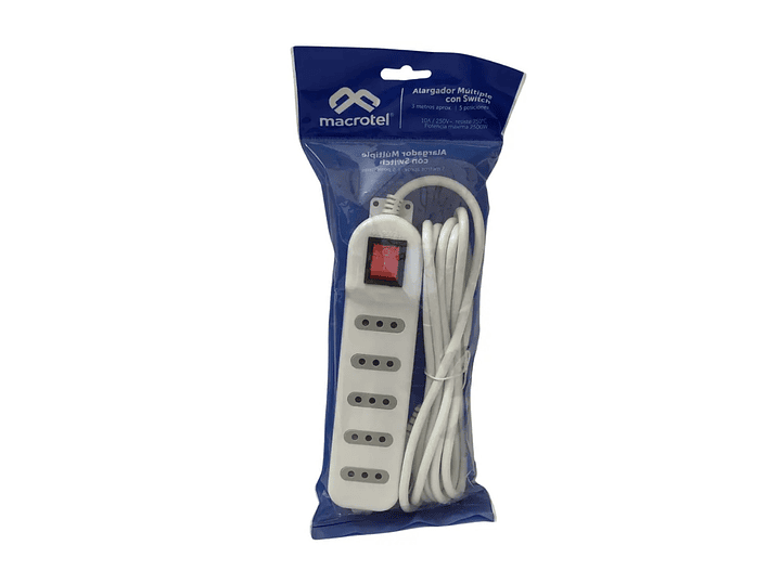 Alargador con Protección 3mts 5 Pos ME-071W Macrotel Blanco 2
