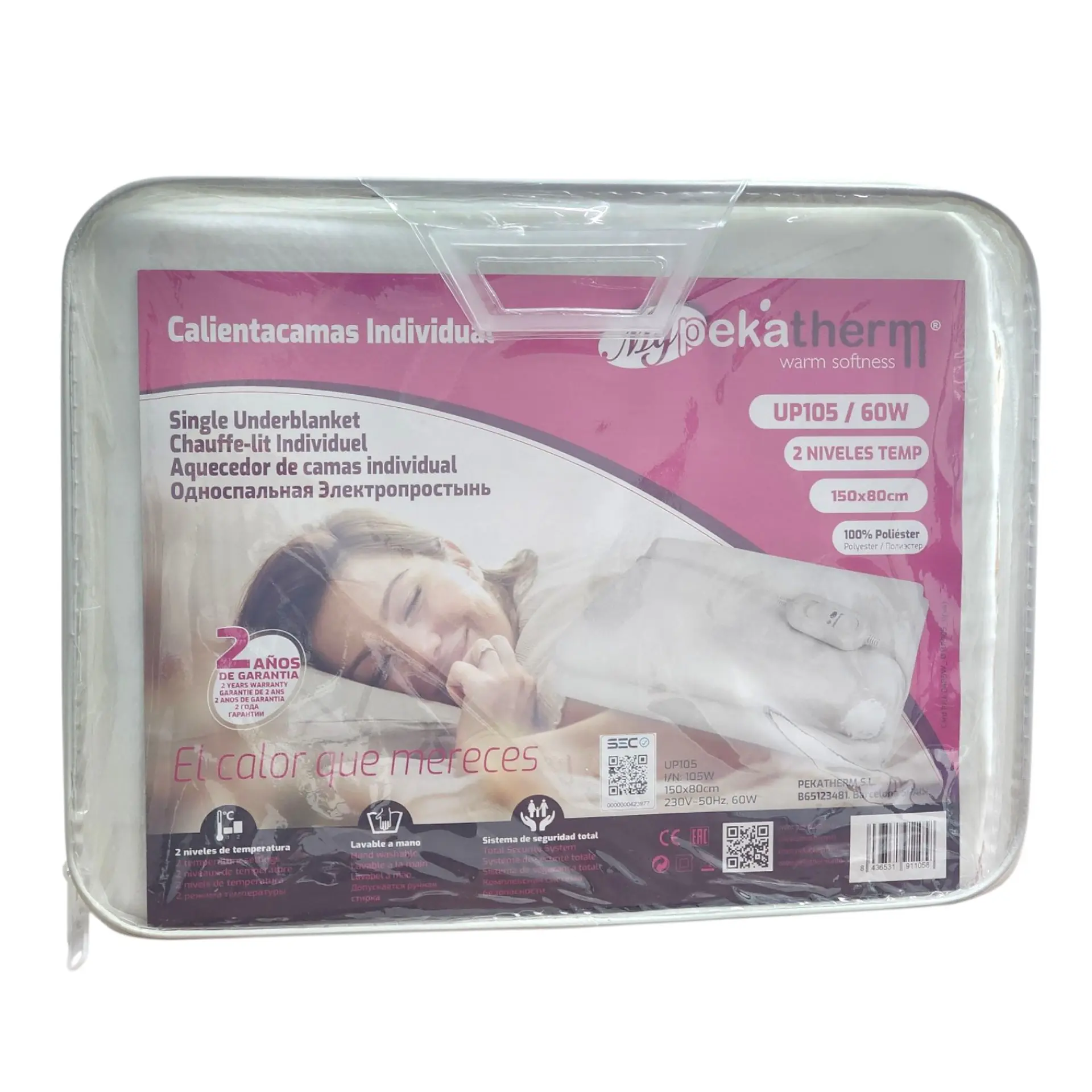 Calienta Camas Individual 150x80cm 2 Niv UP105 Pekatherm 5