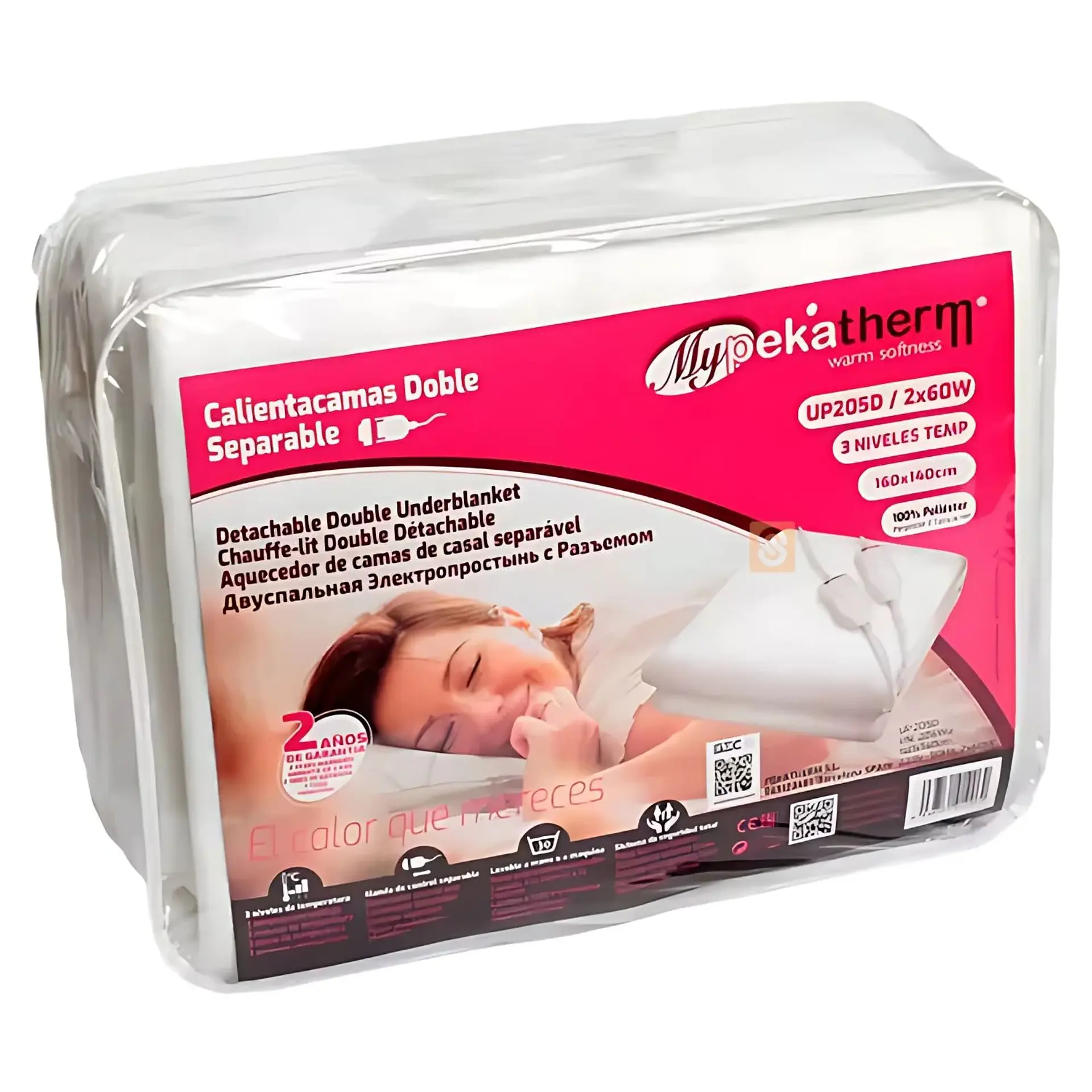 Calienta Camas Doble 160x140cm 3 Niv 2x60W UP205D Pekatherm 5