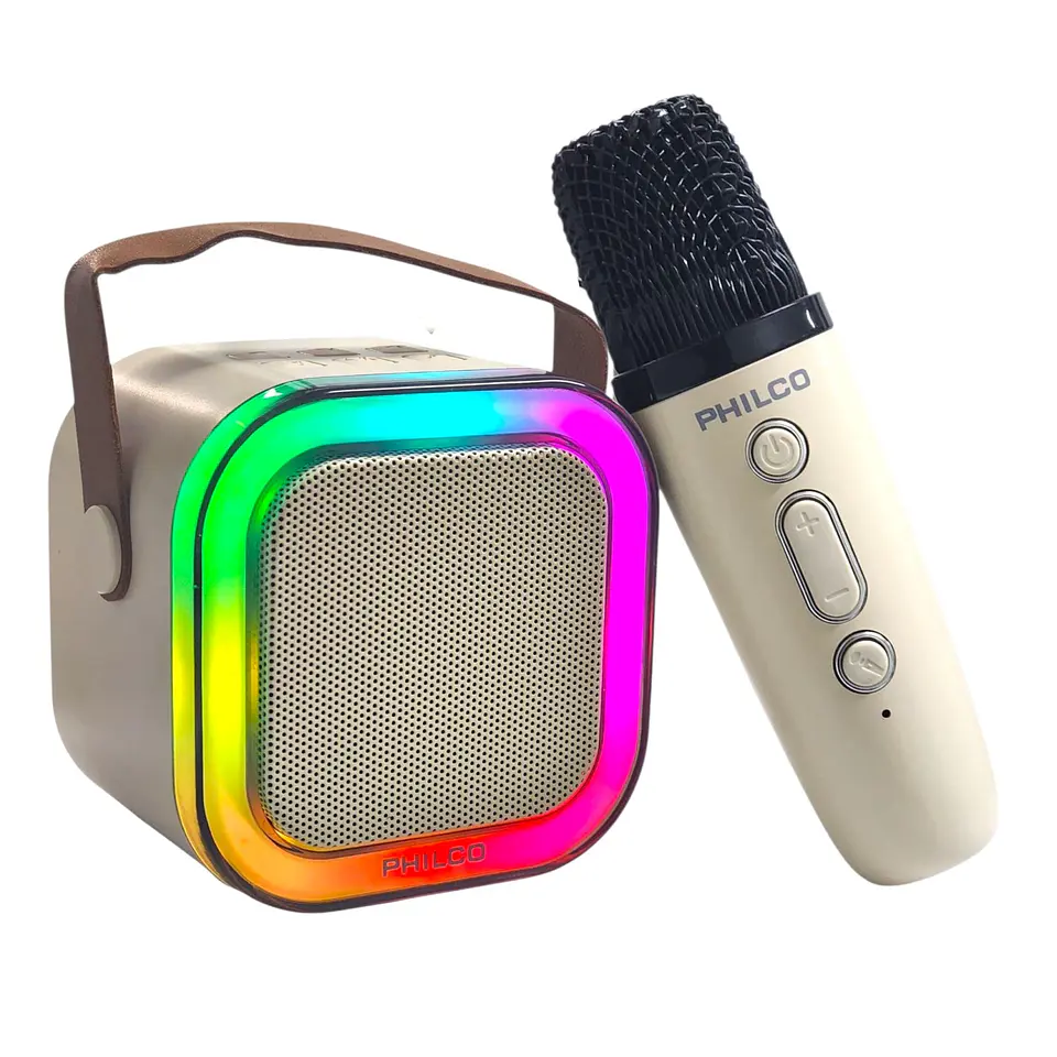 Mini Parlante Karaoke TWS 730W Luz RGB + Micrófono Philco 1