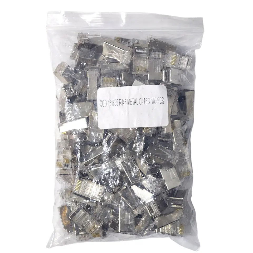 Conector RJ-45 Metálico Cat 6 Red Ethernet Bolsa x100 Unds 6