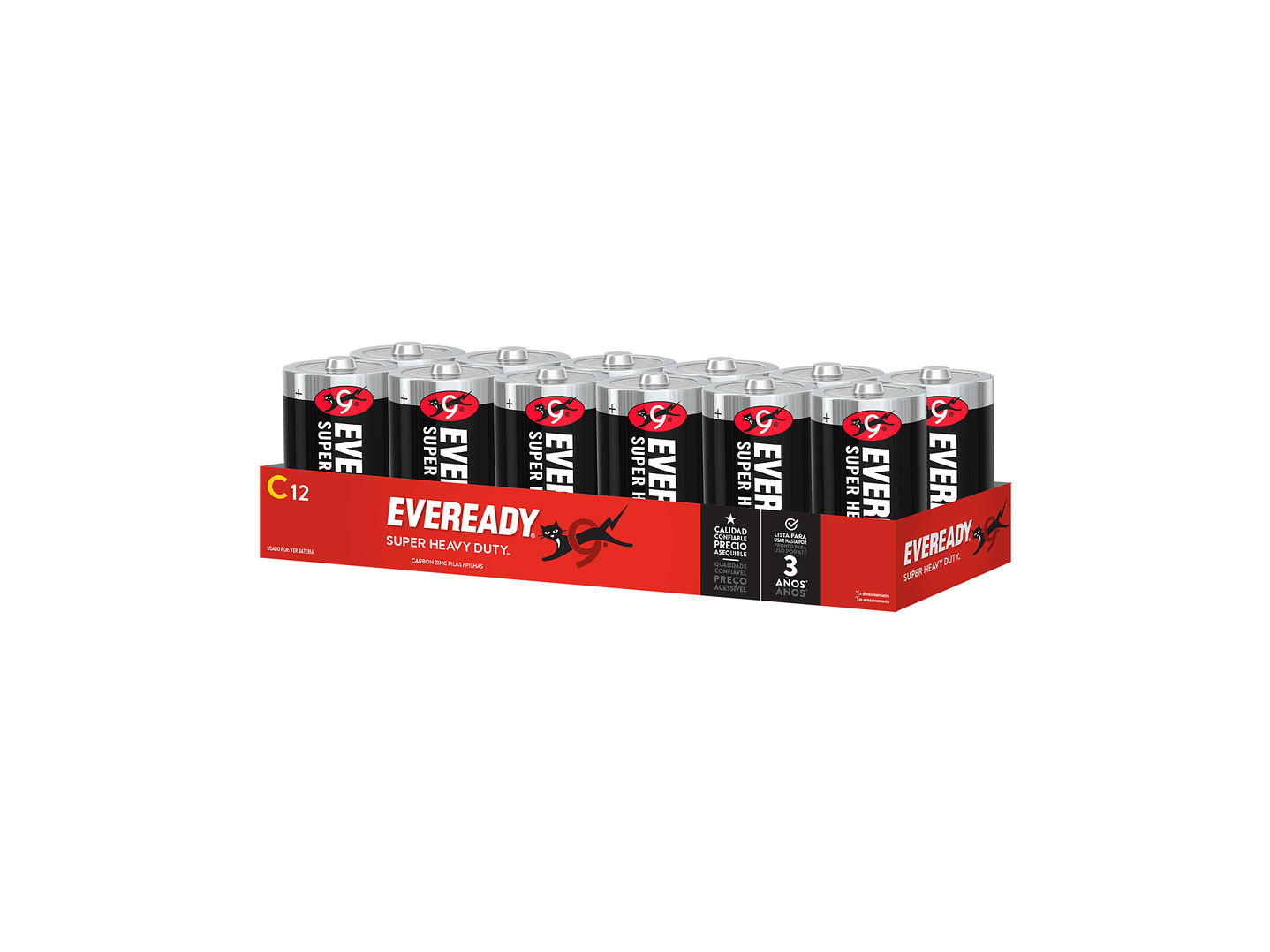 Pack 12 Pilas Carbón Zinc C 1.5V Mediana Eveready 1