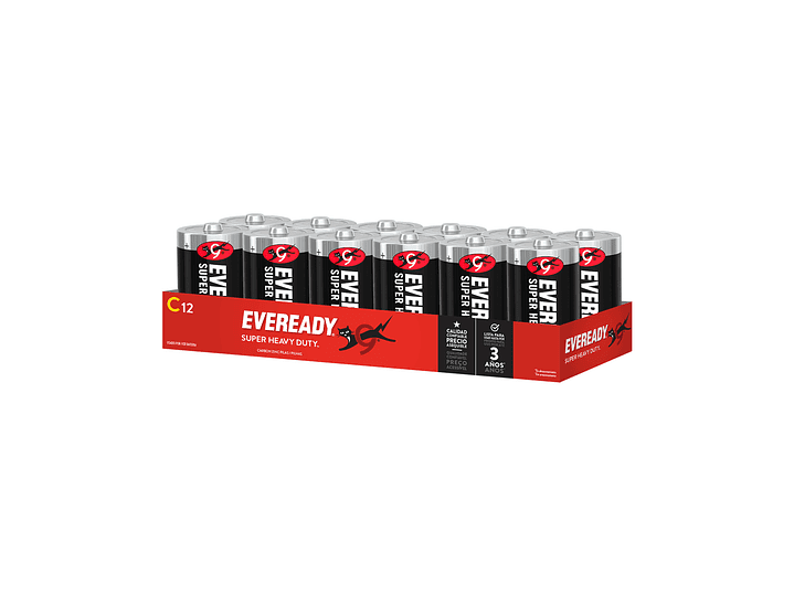 Pack 12 Pilas Carbón Zinc C 1.5V Mediana Eveready 1
