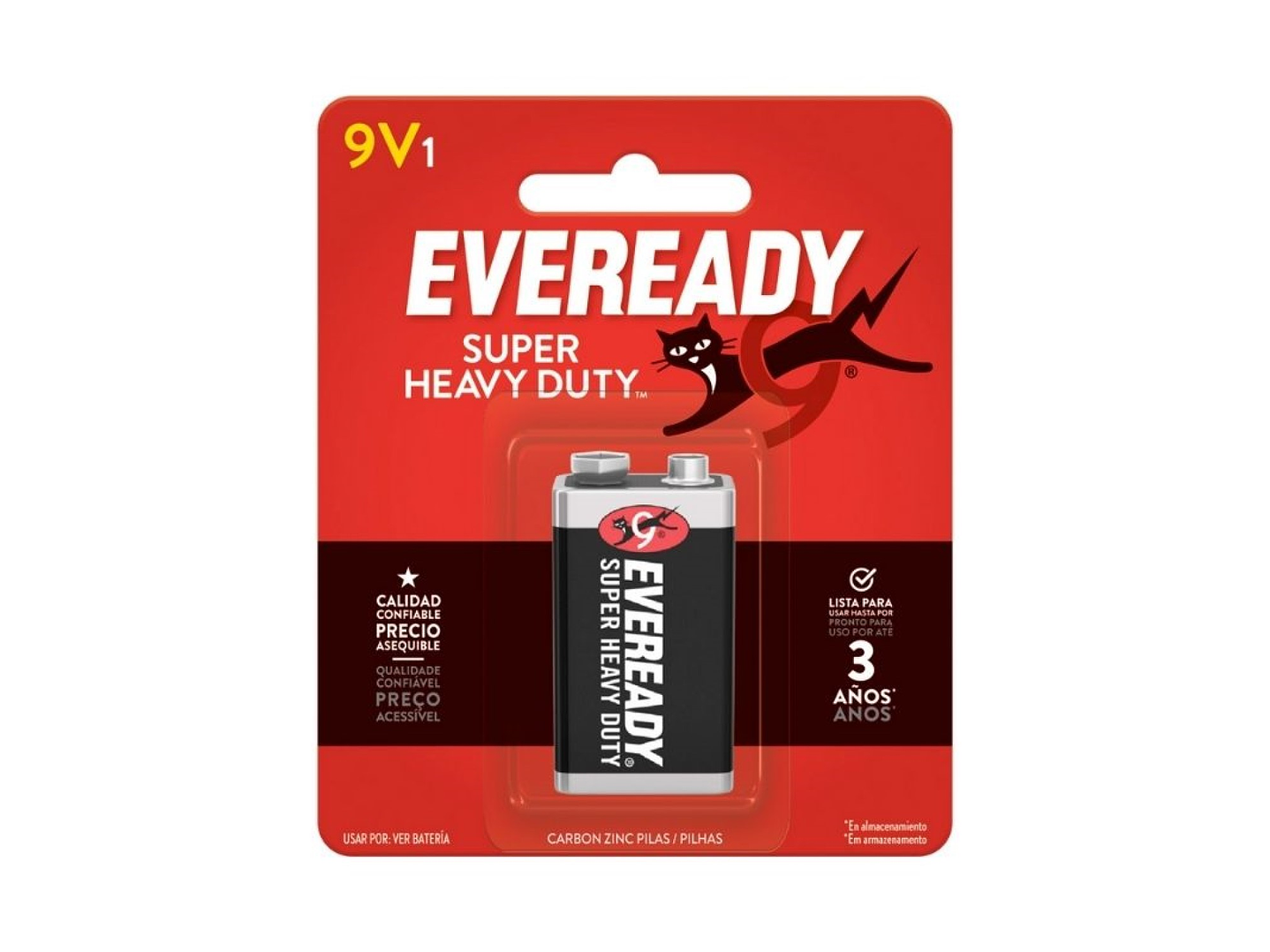 Batería Pila 9V Carbón Zinc Super Heavy Duty Eveready 1