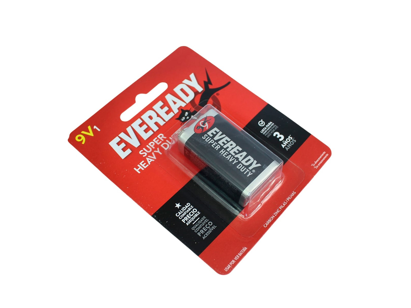 Batería Pila 9V Carbón Zinc Super Heavy Duty Eveready 3