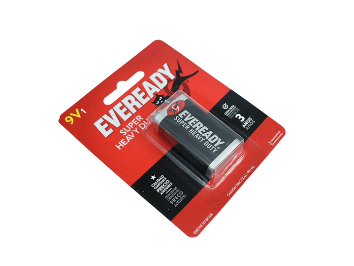 Batería Pila 9V Carbón Zinc Super Heavy Duty Eveready 3
