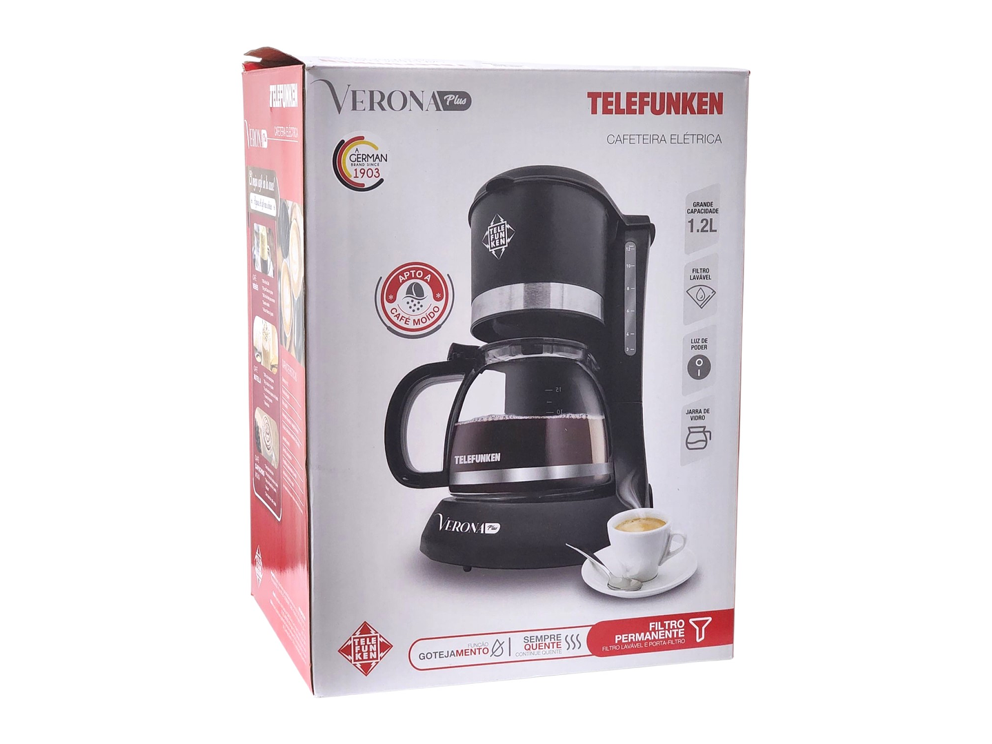 Cafetera Eléctrica Verona Plus Antigoteo 1.2lt Telefunken 7