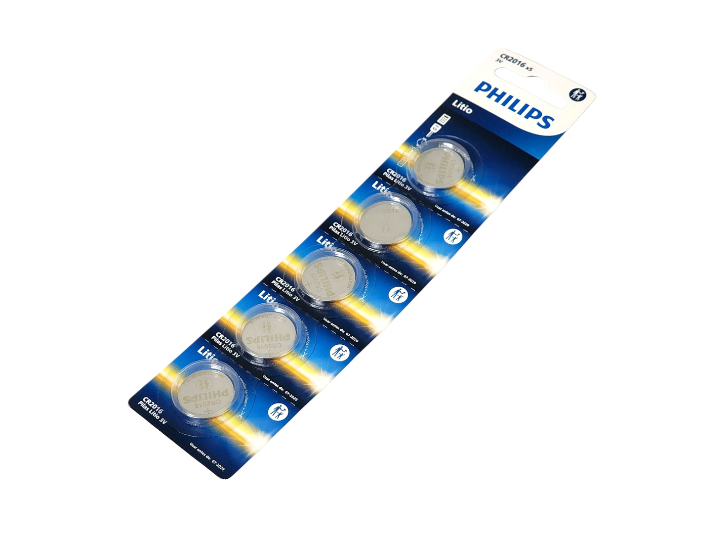 Pack 5 Pilas Cr2016 Tipo Botón Litio 3v Philips 2016 3