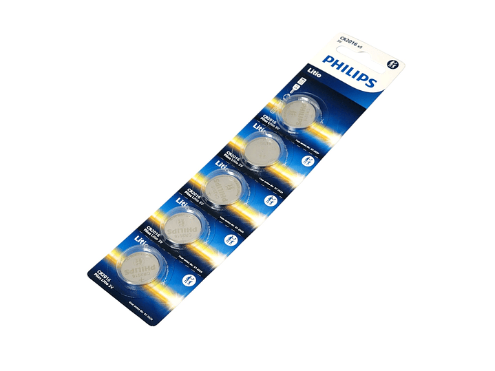 Pack 5 Pilas Cr2016 Tipo Botón Litio 3v Philips 2016 3