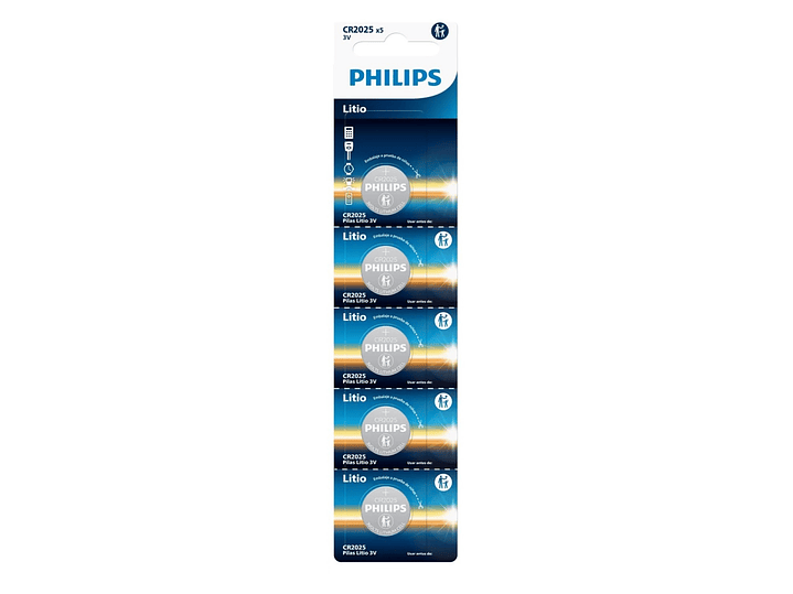 Pack 5 Pilas Cr2025 3v Tipo Botón Litio Philips 2025 1