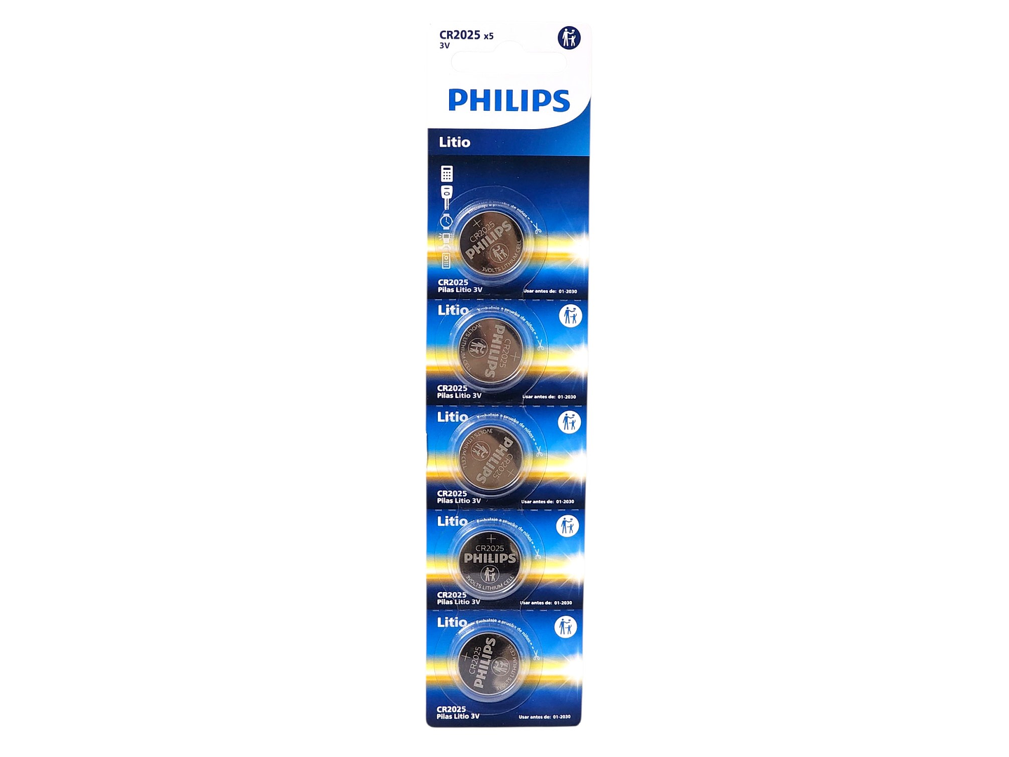 Pack 5 Pilas Cr2025 3v Tipo Botón Litio Philips 2025 3