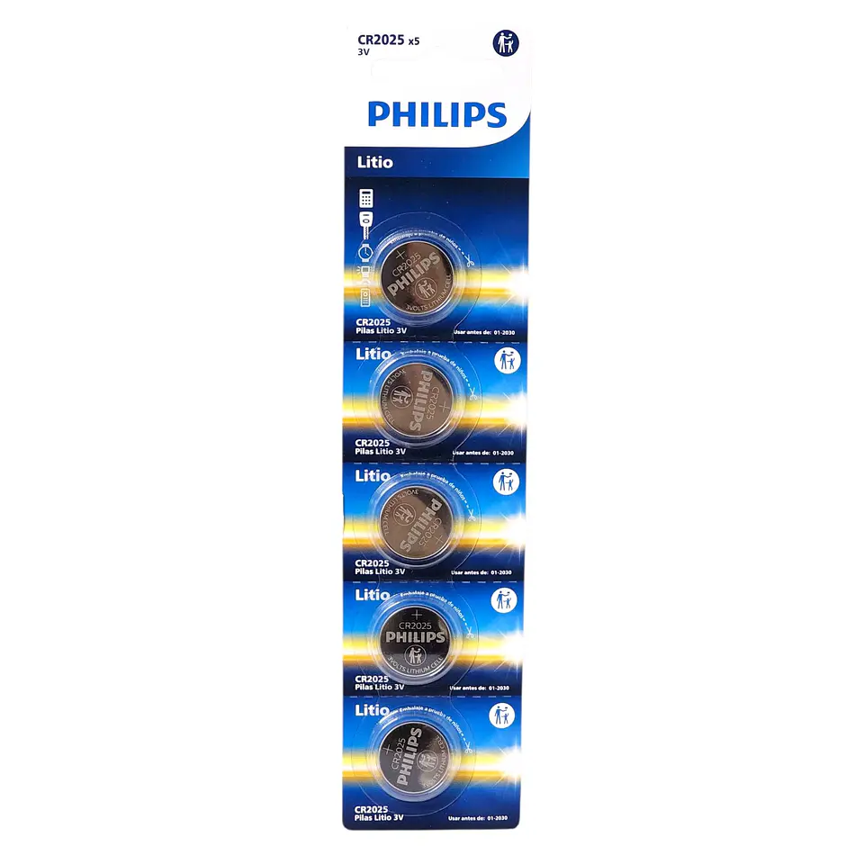 Pack 5 Pilas Cr2025 3v Tipo Botón Litio Philips 2025 3
