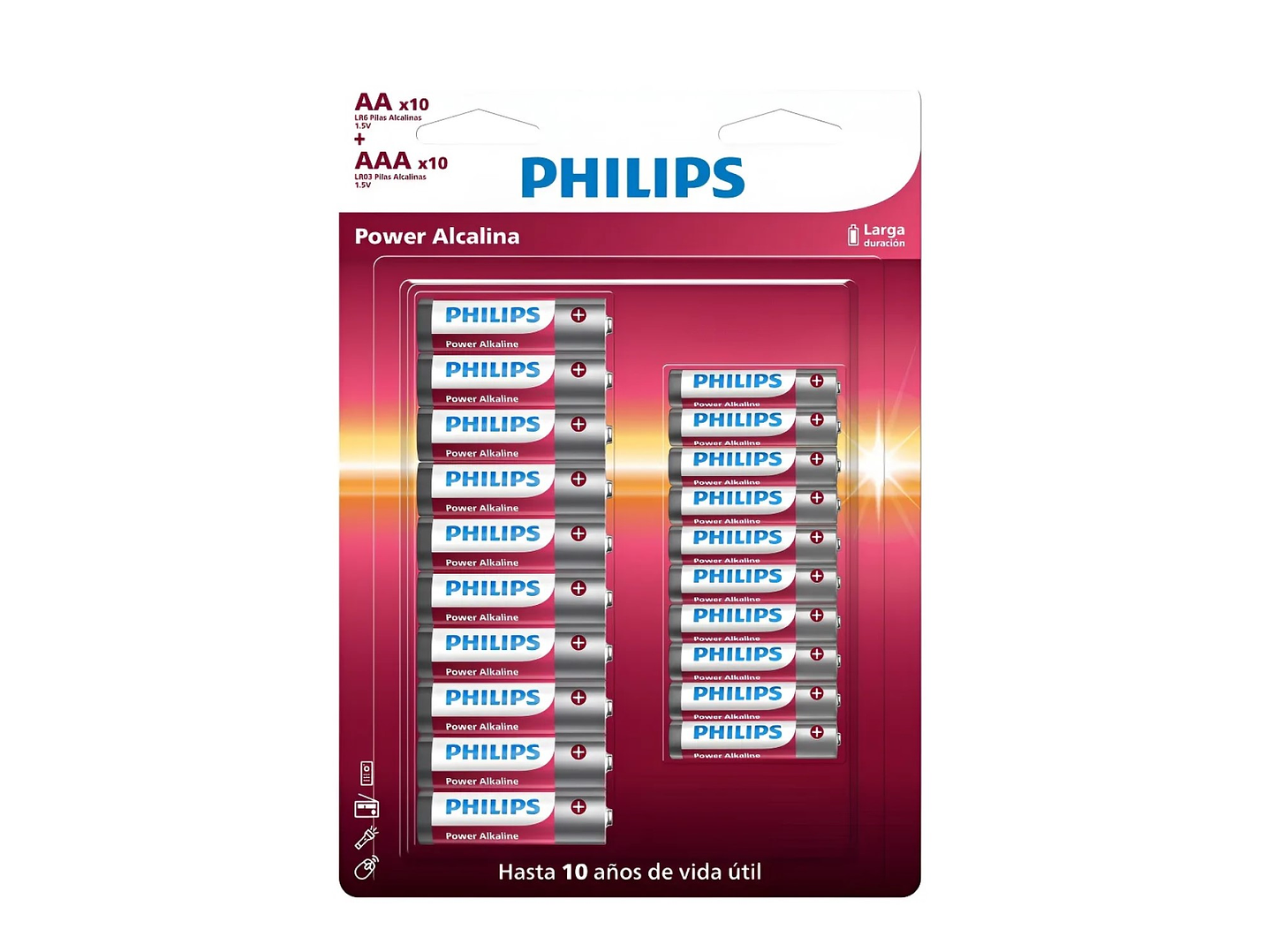 Pack 20 Pilas Alcalinas Philips AA x 10 + AAA x 10  LR036P20BP 1