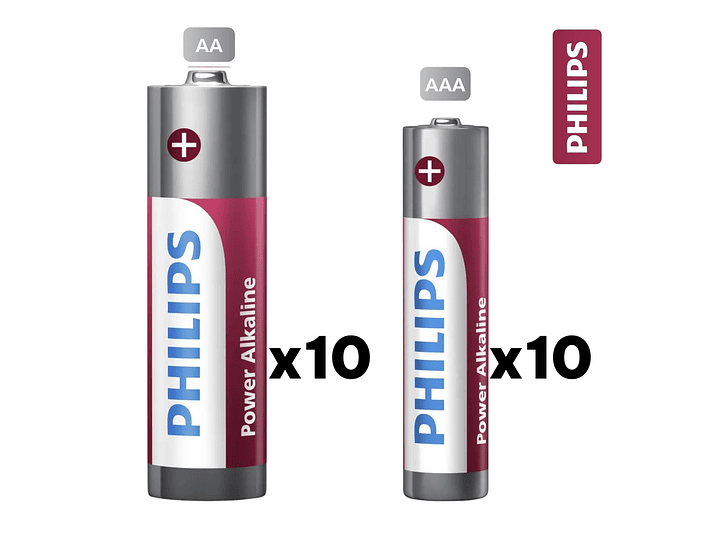Pack 20 Pilas Alcalinas Philips AA x 10 + AAA x 10  LR036P20BP 2