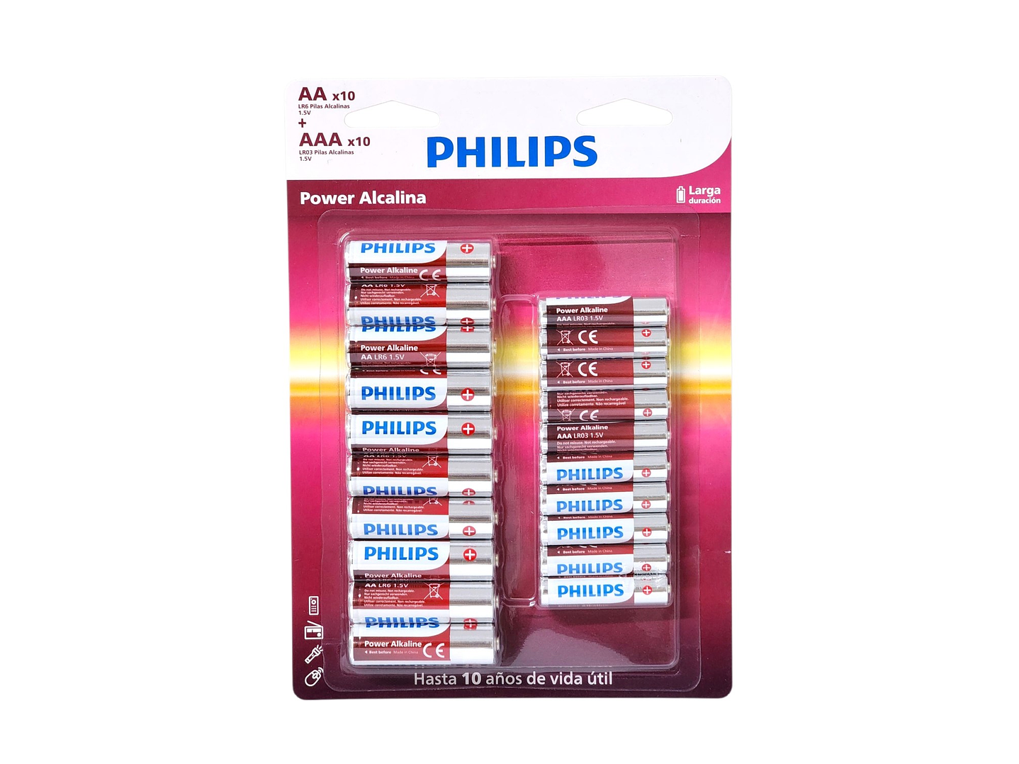 Pack 20 Pilas Alcalinas Philips AA x 10 + AAA x 10  LR036P20BP 6