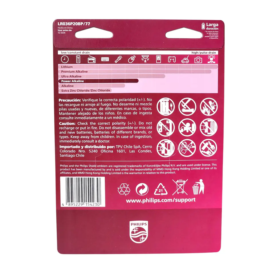 Pack 20 Pilas Alcalinas Philips AA x 10 + AAA x 10  LR036P20BP 7