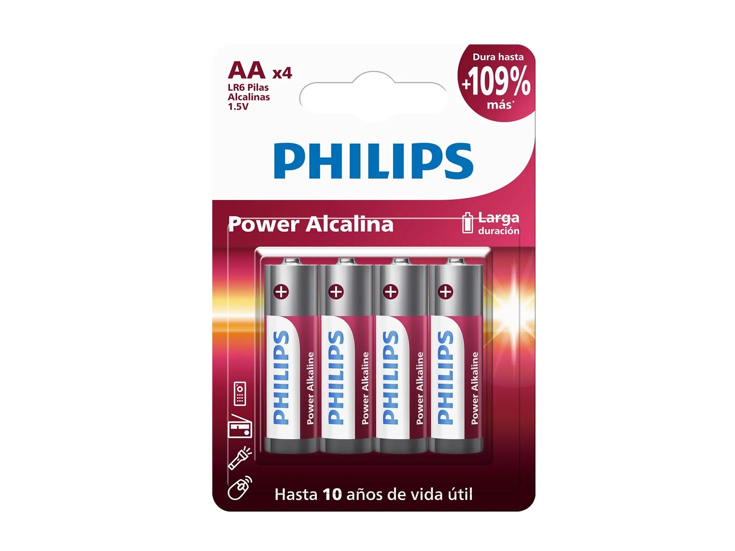 Pack 4 Pilas AA (Doble A) Alcalinas LR6P4B Philips 1