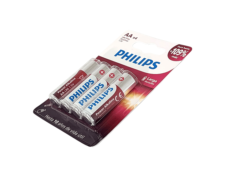 Pack 4 Pilas AA (Doble A) Alcalinas LR6P4B Philips 5