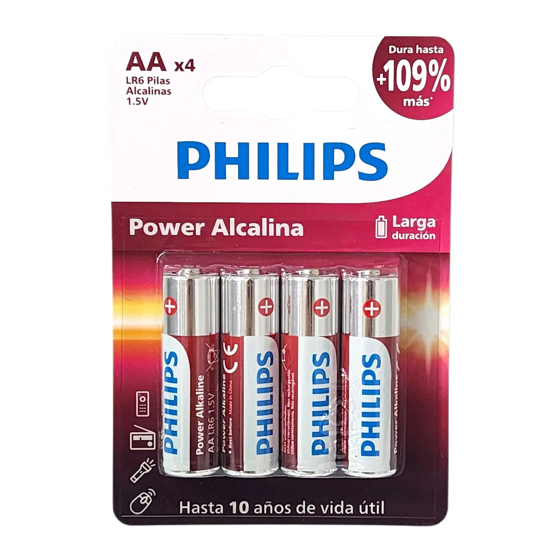Pack 4 Pilas AA (Doble A) Alcalinas LR6P4B Philips 6