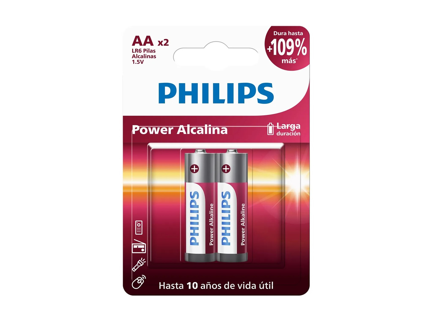 Pack 2 Pilas AA (Doble A) Alcalinas LR6P2B Philips 1