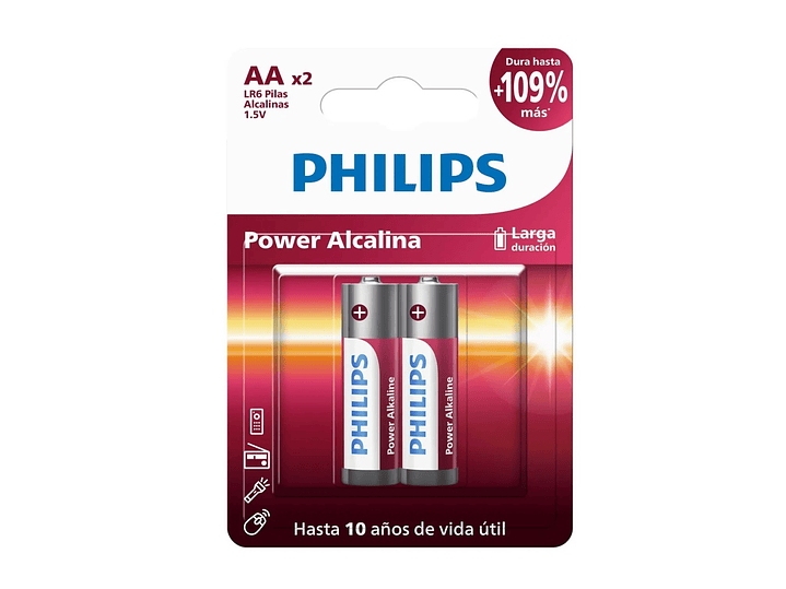 Pack 2 Pilas AA (Doble A) Alcalinas LR6P2B Philips 1