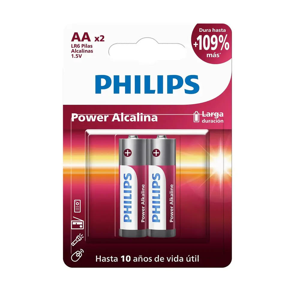 Pack 2 Pilas AA (Doble A) Alcalinas LR6P2B Philips 1