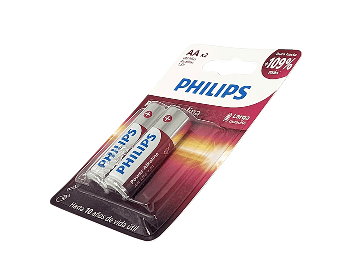 Pack 2 Pilas AA (Doble A) Alcalinas LR6P2B Philips 5