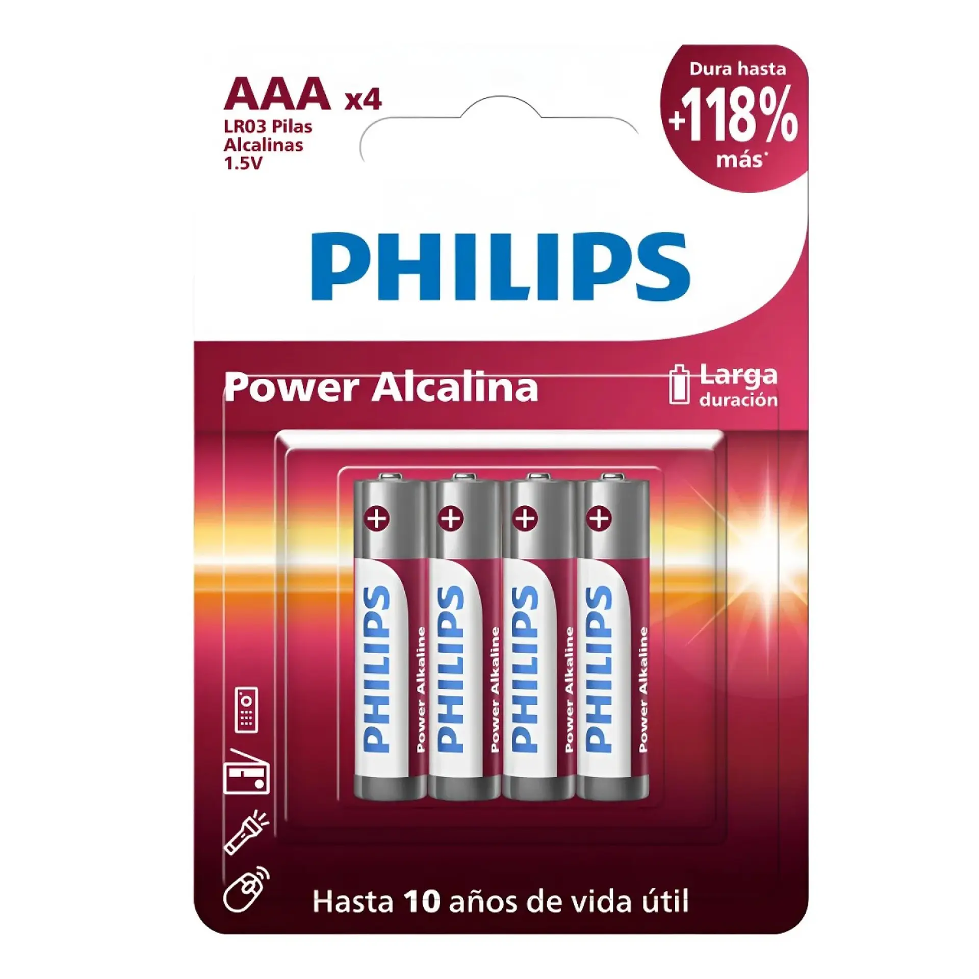 Pack 4 Pilas AAA (Triple A) Alcalinas LR03P4B Philips 1
