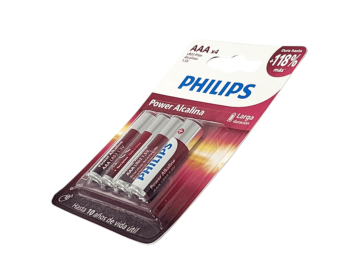Pack 4 Pilas AAA (Triple A) Alcalinas LR03P4B Philips 5