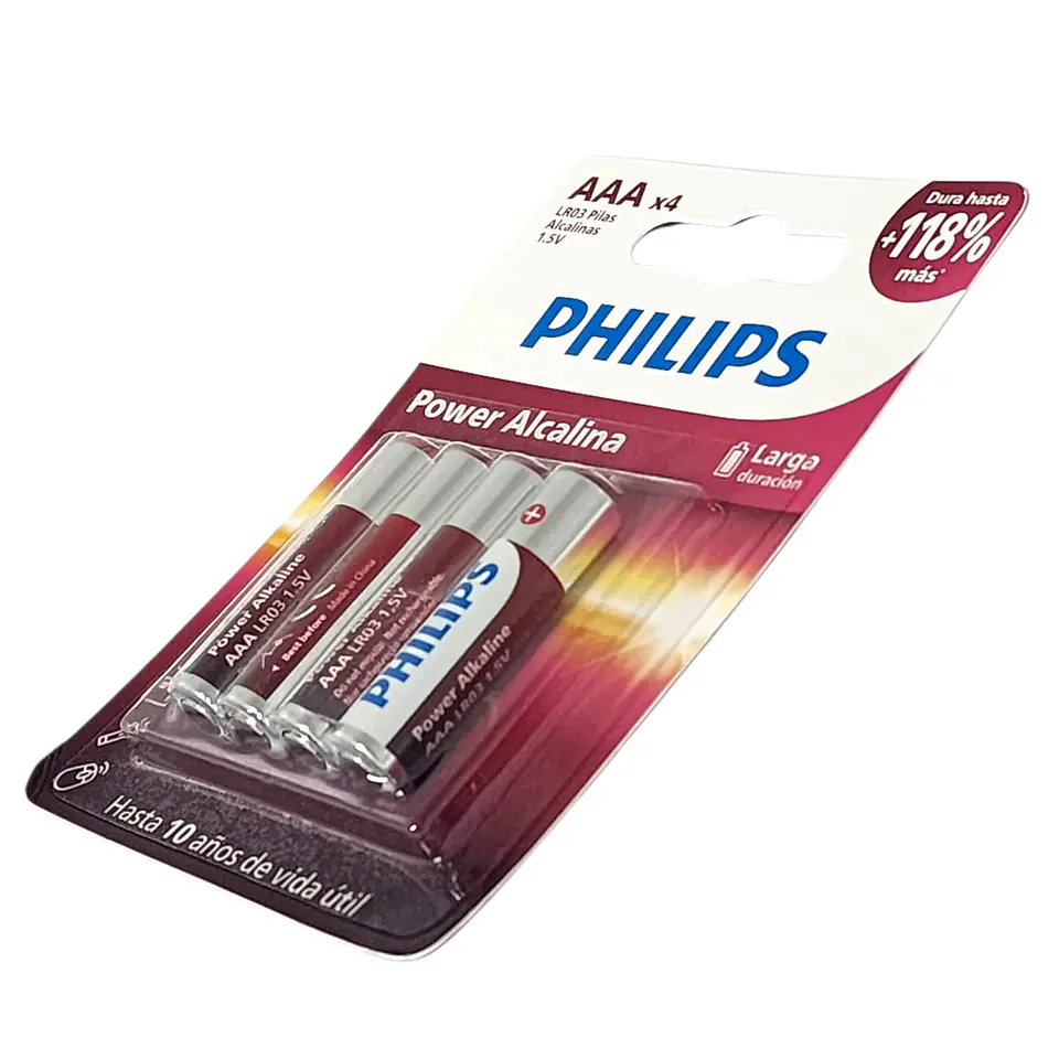 Pack 4 Pilas AAA (Triple A) Alcalinas LR03P4B Philips 5