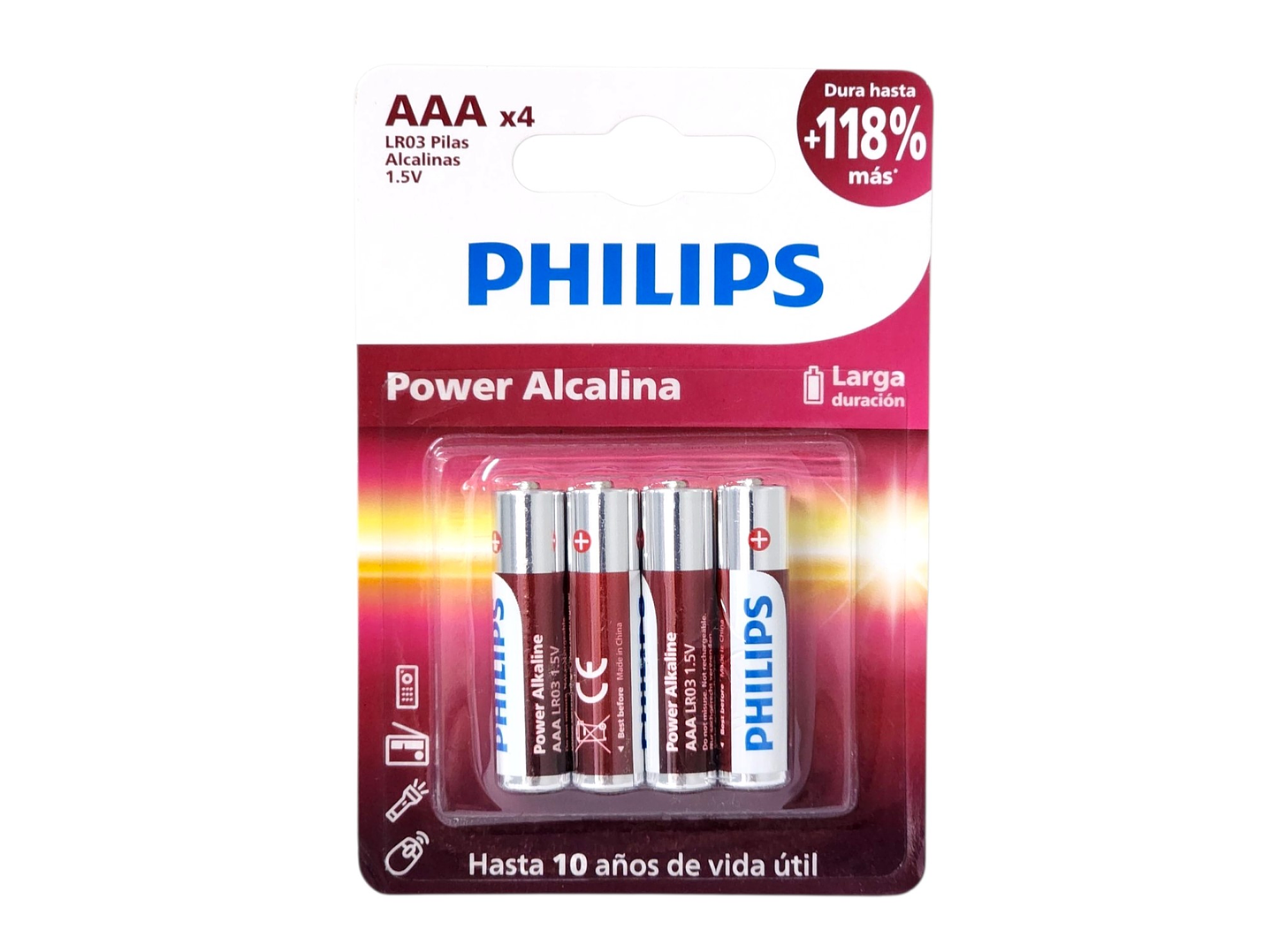 Pack 4 Pilas AAA (Triple A) Alcalinas LR03P4B Philips 6