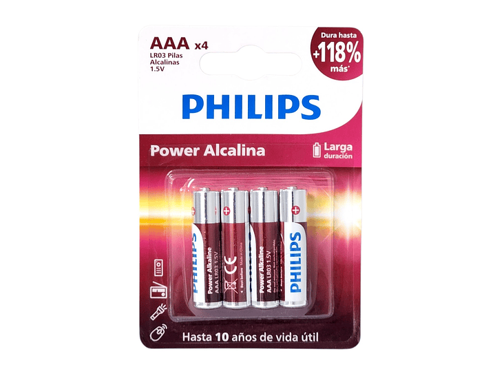 Pack 4 Pilas AAA (Triple A) Alcalinas LR03P4B Philips 6