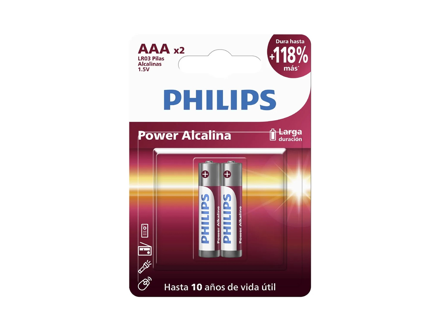Pack 2 Pilas AAA (Triple A) Alcalinas LR03P2B Philips 1