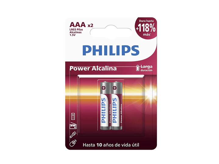 Pack 2 Pilas AAA (Triple A) Alcalinas LR03P2B Philips 1