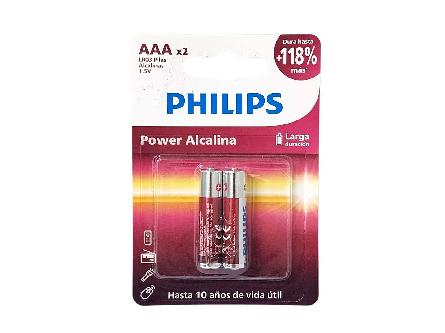 Pack 2 Pilas AAA (Triple A) Alcalinas LR03P2B Philips 6