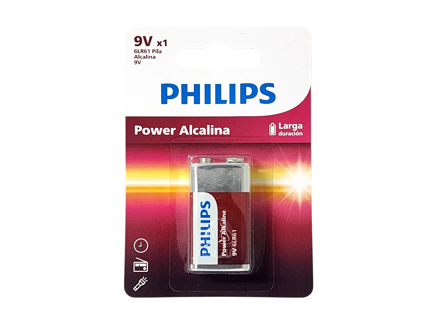 Batería Pila 9v Rectangular 6LR61P1B Alcalina Philips 1