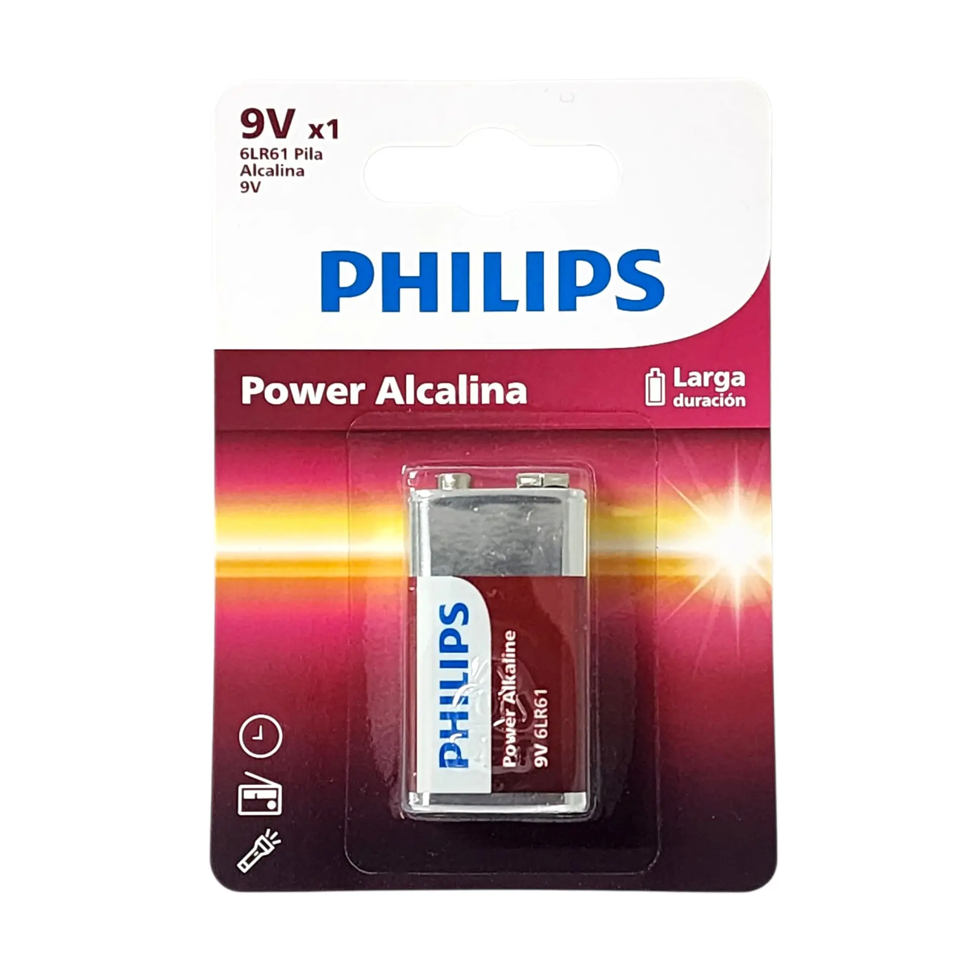 Batería Pila 9v Rectangular 6LR61P1B Alcalina Philips 1