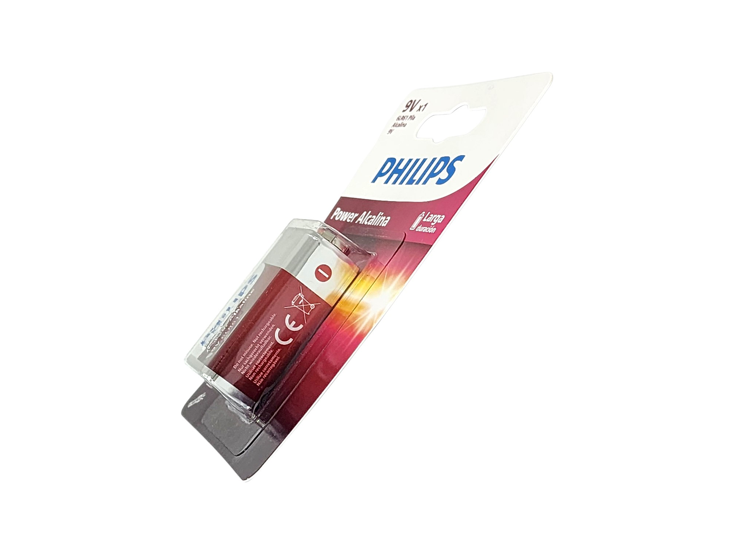 Batería Pila 9v Rectangular 6LR61P1B Alcalina Philips 2