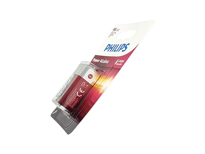 Batería Pila 9v Rectangular 6LR61P1B Alcalina Philips 2