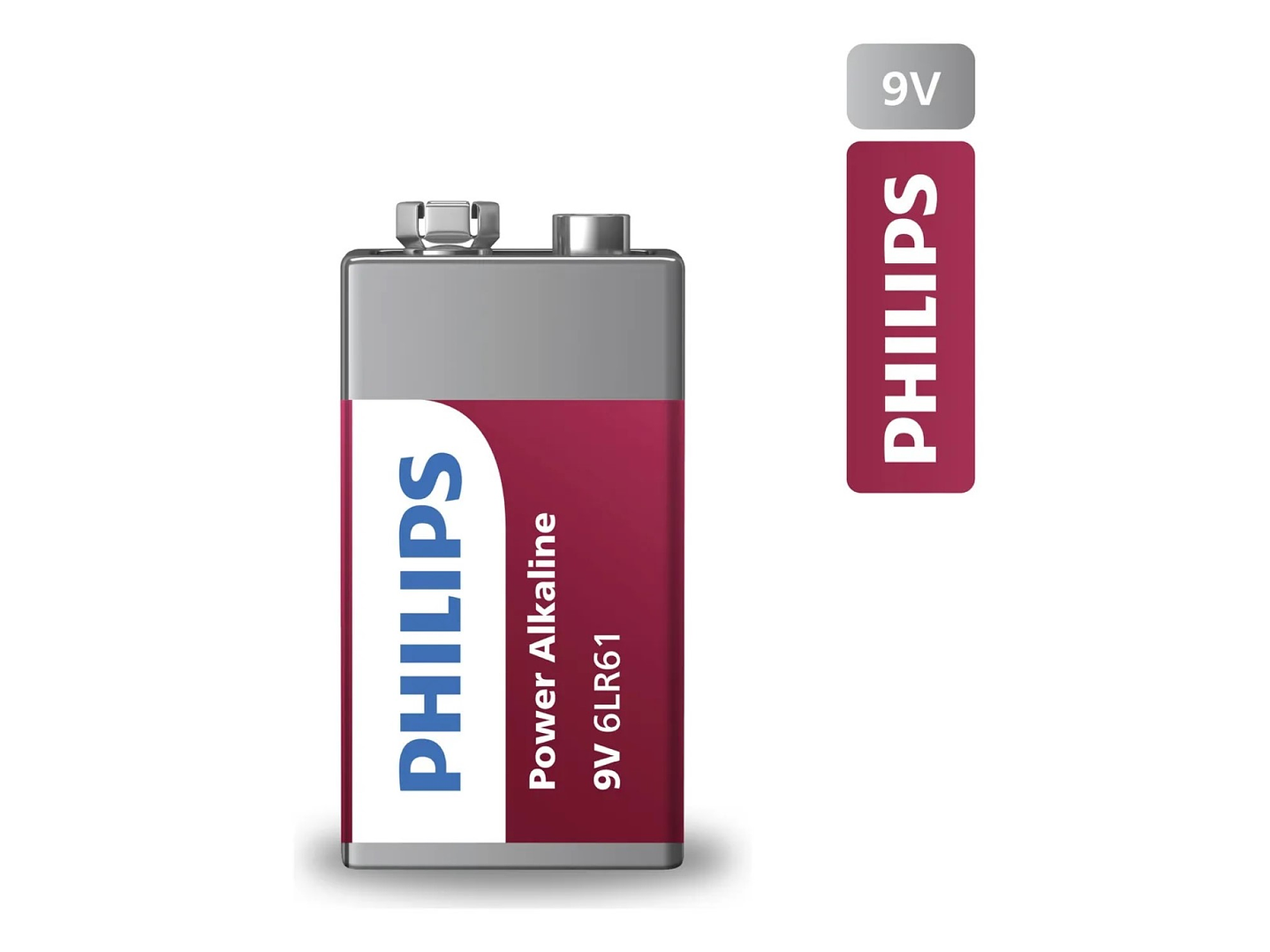 Batería Pila 9v Rectangular 6LR61P1B Alcalina Philips 3