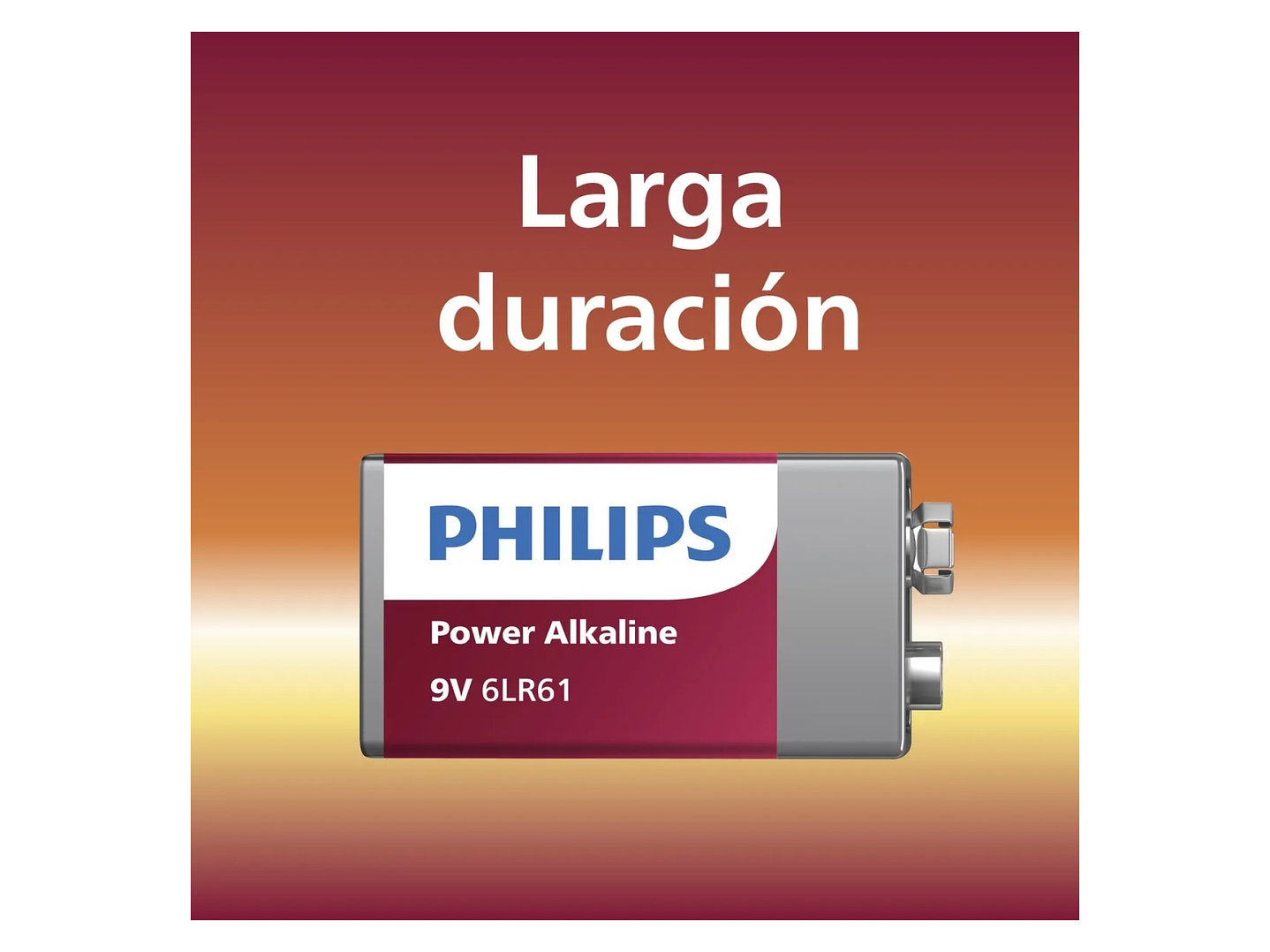 Batería Pila 9v Rectangular 6LR61P1B Alcalina Philips 4
