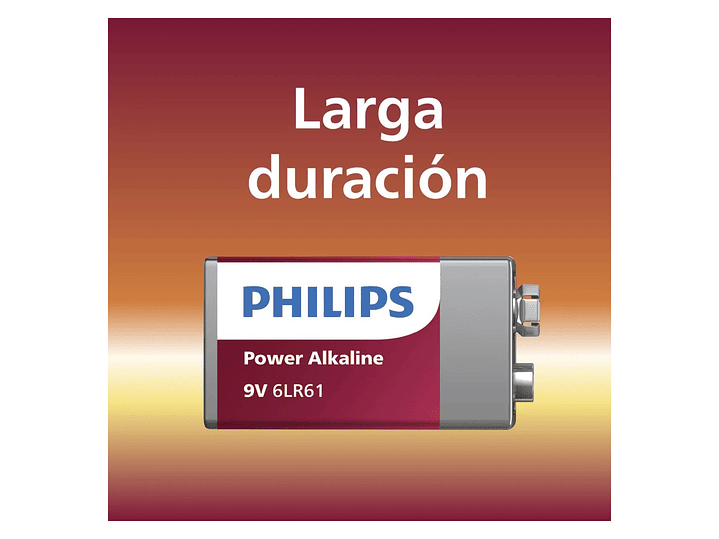 Batería Pila 9v Rectangular 6LR61P1B Alcalina Philips 4