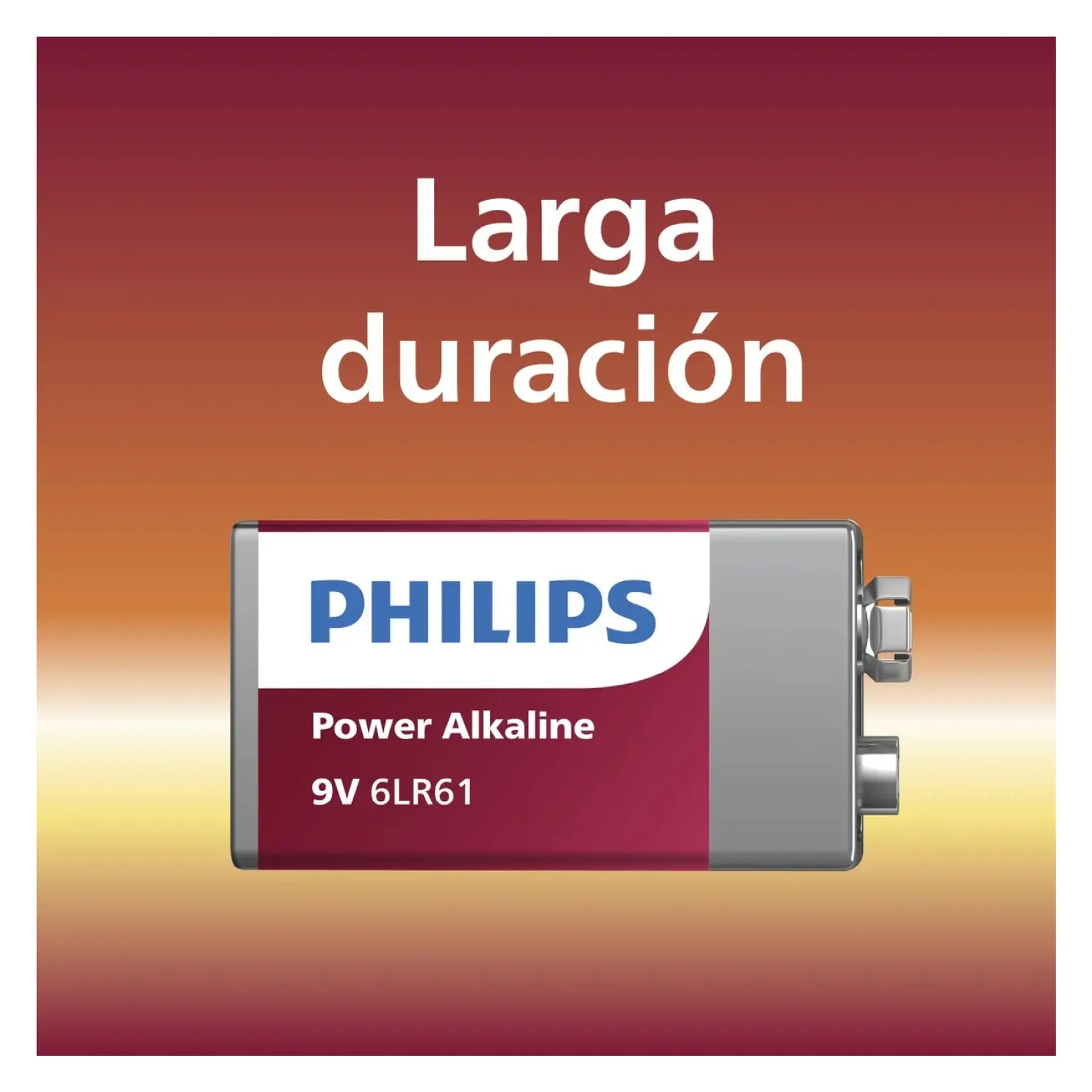 Batería Pila 9v Rectangular 6LR61P1B Alcalina Philips 4