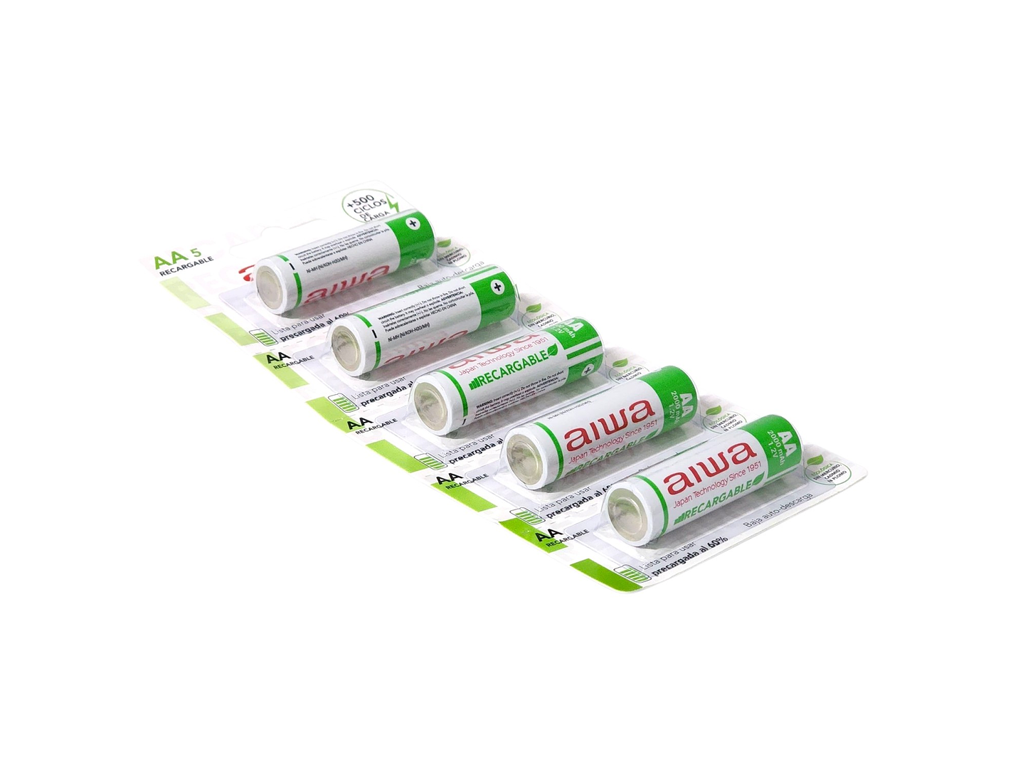 Pack 5 Pilas Recargables AA (Doble A) Aiwa 1.2v 2000mah 2