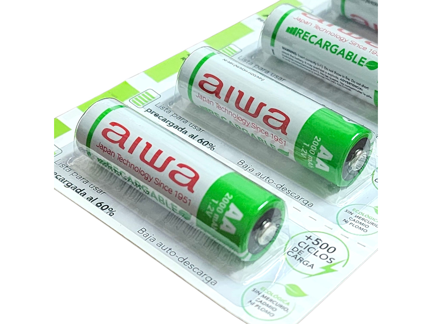 Pack 5 Pilas Recargables AA (Doble A) Aiwa 1.2v 2000mah 3