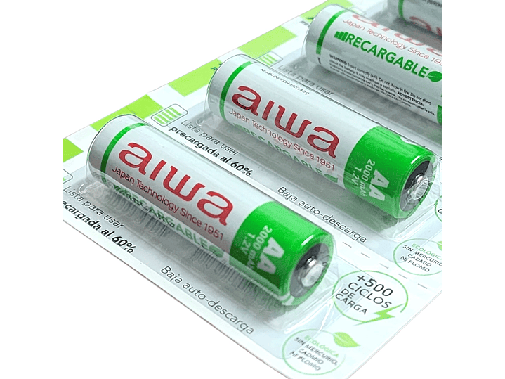 Pack 5 Pilas Recargables AA (Doble A) Aiwa 1.2v 2000mah 3