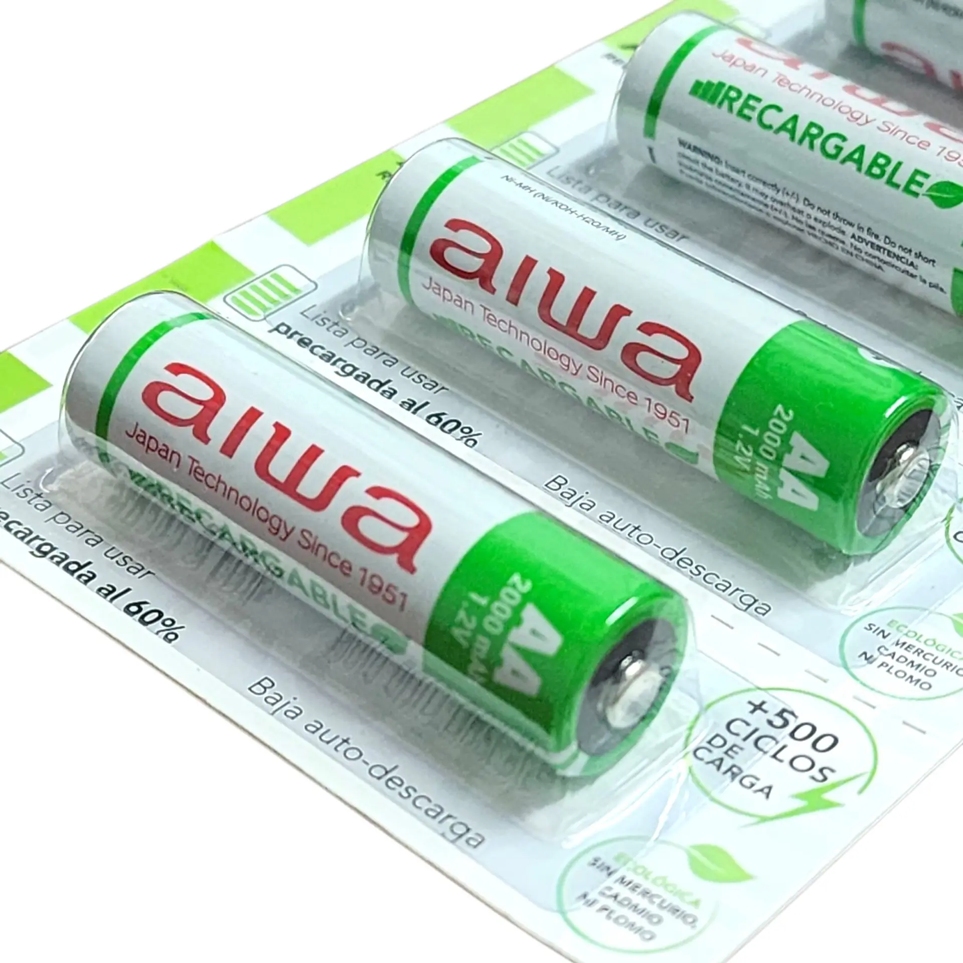 Pack 5 Pilas Recargables AA (Doble A) Aiwa 1.2v 2000mah 3