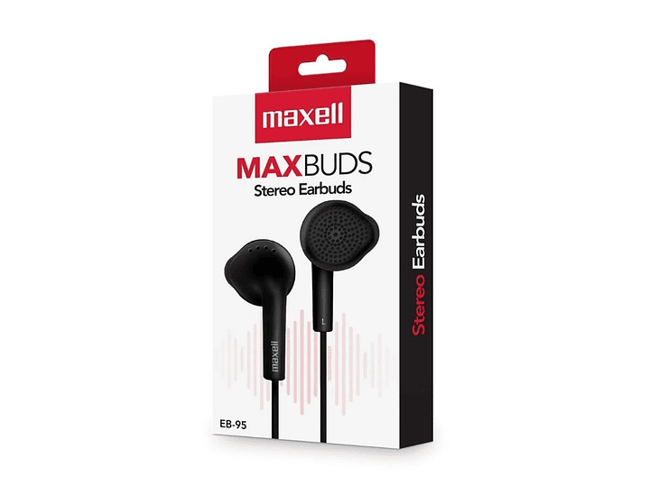 Audífonos MaxBuds EB-95 Stereo Earbuds Sin Mic Maxell Negro 3